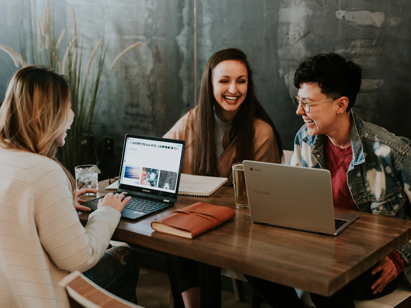 Diverse professionals collaborating in a modern workspace